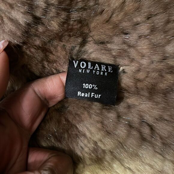 Ombré brown knitted hooded mink poncho (REAL FUR) - Picture 5 of 5